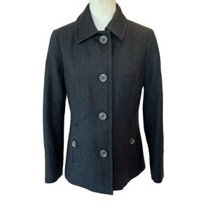 Nautica Peacoat Jacket Women Small Gray Preppy Wool‎ Blend Academia Winter Retro